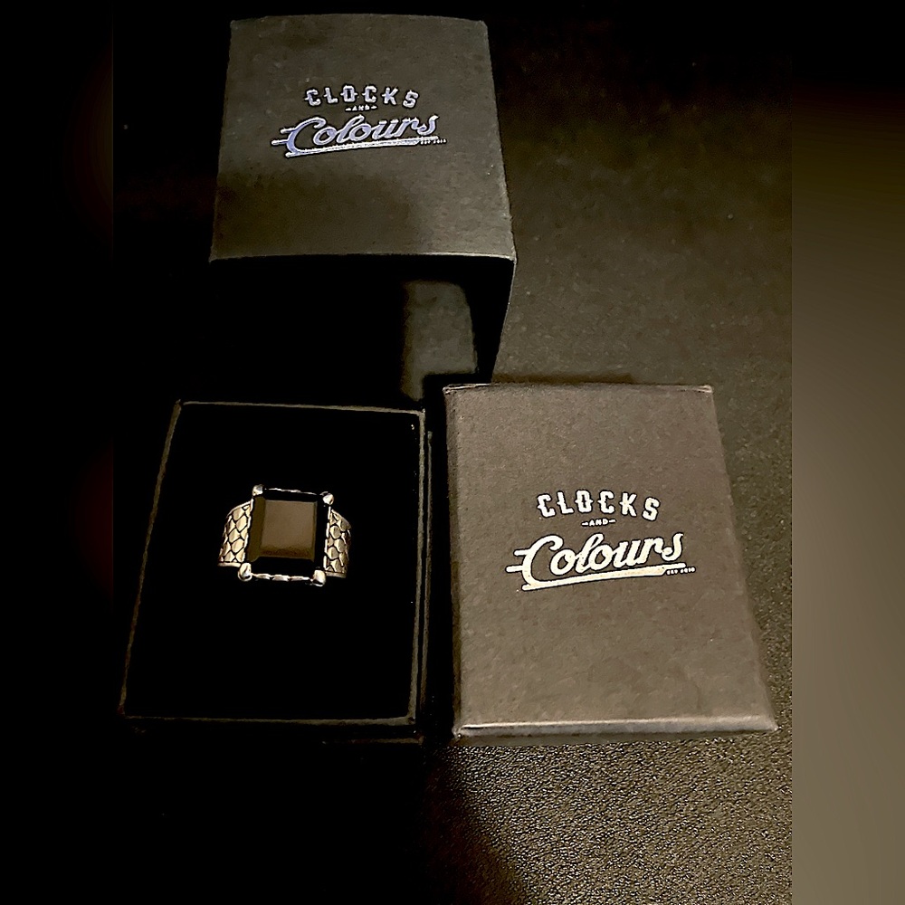 Clocks and Colours Silver and Black Ring